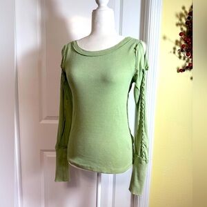 WE THE FREE top shirt, green long sleeve, size medium